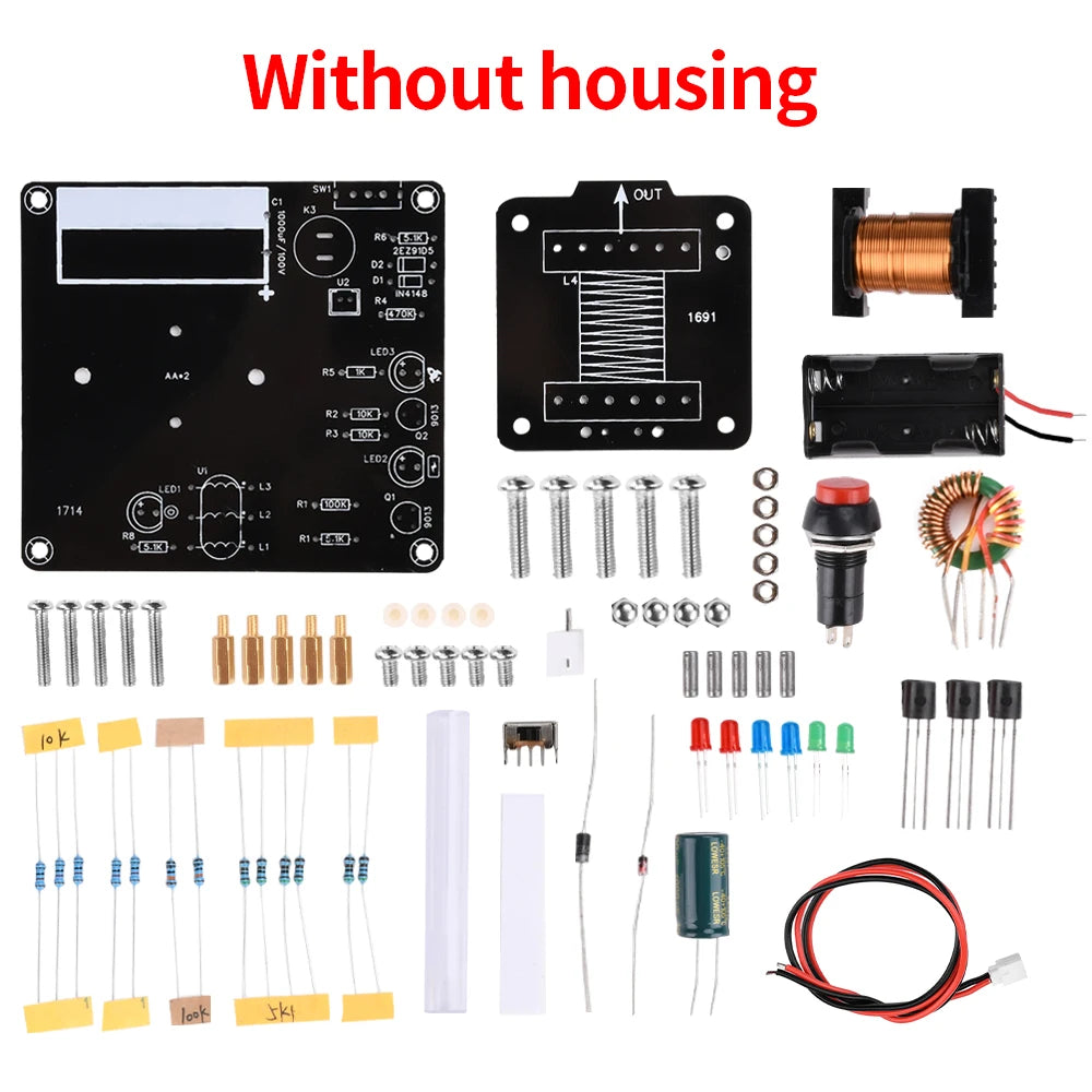 Kit DIY Cañón Electromagnético Alto Voltaje (3V DC) - Módulo Booster Bobina y PCB Práctica Soldadura