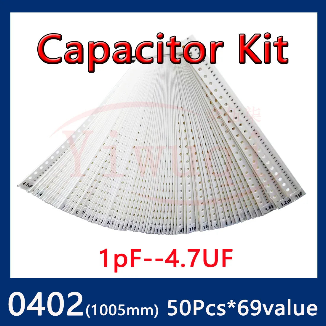 Kit Muestrario Capacitores SMD 0402 (1pF-4.7uF, 69 Valores x 50 Unidades) - Pack 3450 Piezas