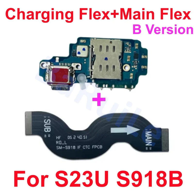 Puerto de carga flexible para Samsung S23 S22 Plus Ultra S901B S901U S906U S908B S S911B S916U S918B placa base conectar Cable USB principal