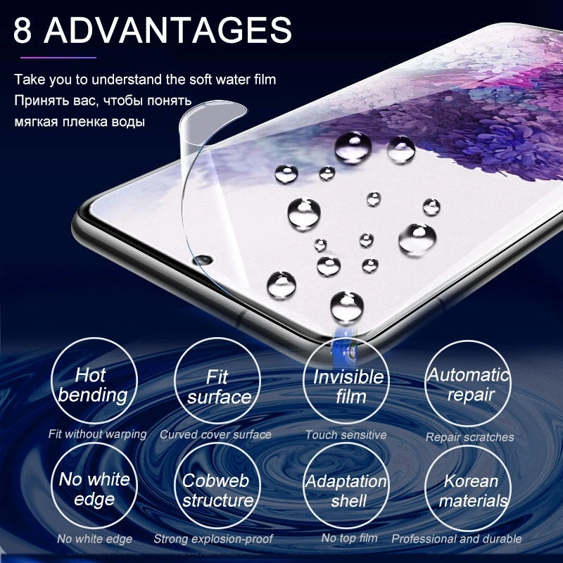 Film Hidrogel Protector Pantalla para Samsung Galaxy S8-S10 Plus/FE / S20-S24 Ultra / Note 9/10/20 Plus (5 Unidades)