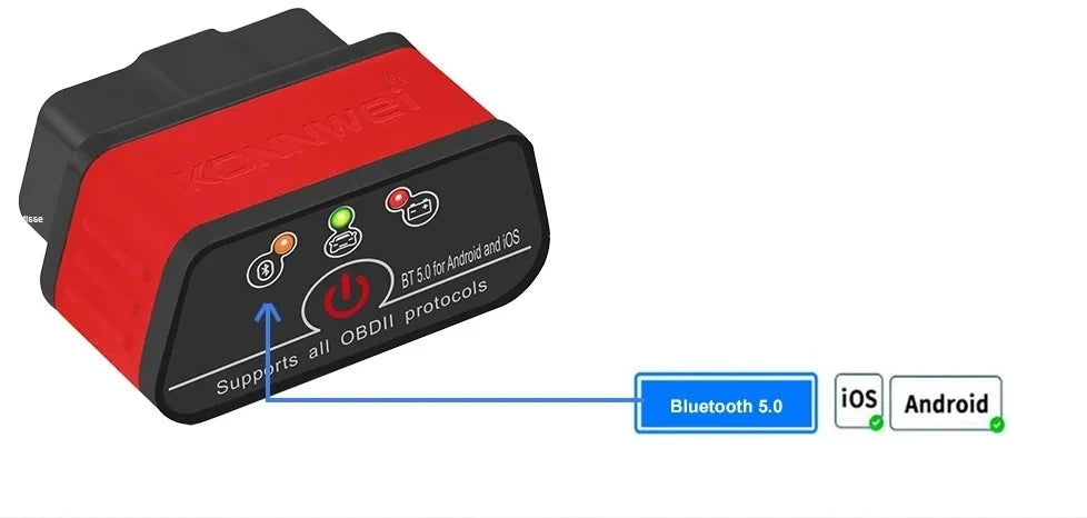 KONNWEI KW901 Bluetooth 5.0 Code Reader ELM327 V1.5 OBD OBD2 Car Diagnostic Tool ELM 327 V1 5 for Android/IOS pk Vgate iCar2