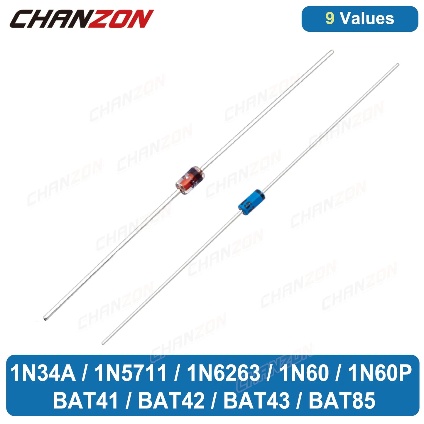 1N34A 1N5711 1N6263 1N60 1N60P BAT41 BAT42 BAT43 BAT85 Small Signal Schottky Barrier Switching Diode Axial for TV AM FM Radio