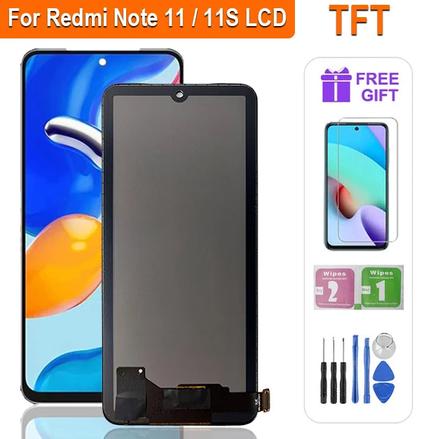 Super AMOLED LCD For Xiaomi Redmi Note 11 LCD 2201117TG LCD Display Touch Screen Digitizer Assembly For Redmi Note 11S LCD