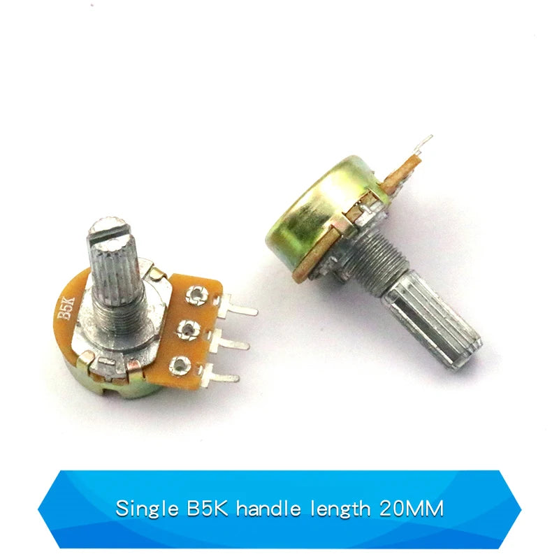 5PCS 5K 10K 20K 50K 100K 250K 500K Ohm WH148 20mm 3Pin Single link Linear Taper Rotary Potentiometer for Arduino