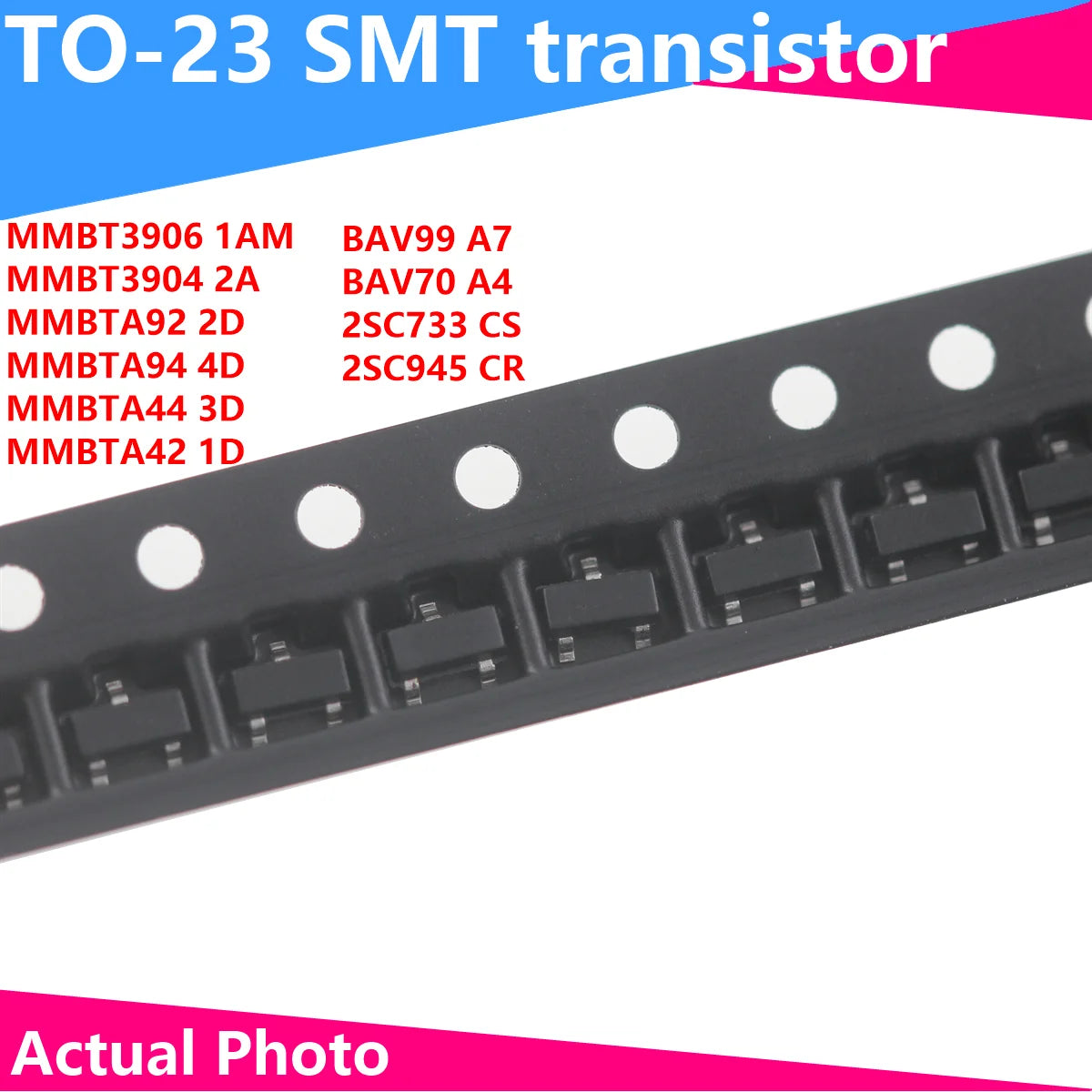Transistor SMD SOT-23 - Varios Tipos Comunes (2SB772, S901x, 2SA1015, etc.) - Lote 50/100 Piezas
