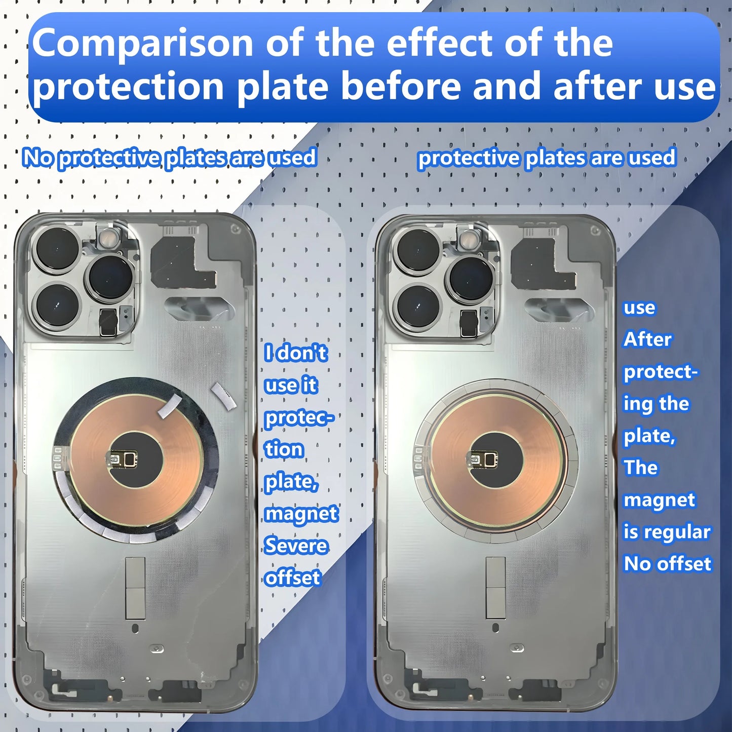 Placa Protectora Magnética Universal Vidrio Trasero Lanrui Z9 para Serie iPhone 11-16 (Protección Imán Carga Inalámbrica)