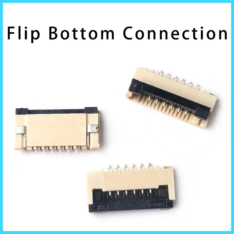 10pcs FPC FFC socket Connector 0.5mm 1mm Pitch Flat Cable Flip bottom connection 4-5-6-7-8-9-10-12-14-15-16-18-20-22-24-26 Pin Pines