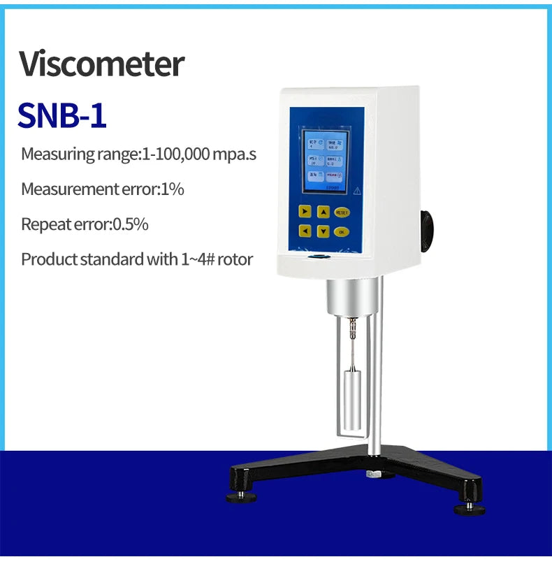 Viscosímetro Rotatorio Digital NDJ-1/4/5S/8S/9S Pantalla Táctil Velocidad Variable Continua Tester