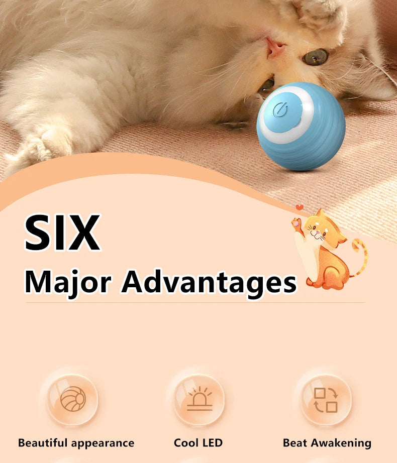 Bola Interactiva Automática Rodante Mágica para Gatos (Juguete Inteligente Electrónico Interior) Accesorios Juego Gato (2 Unidades)
