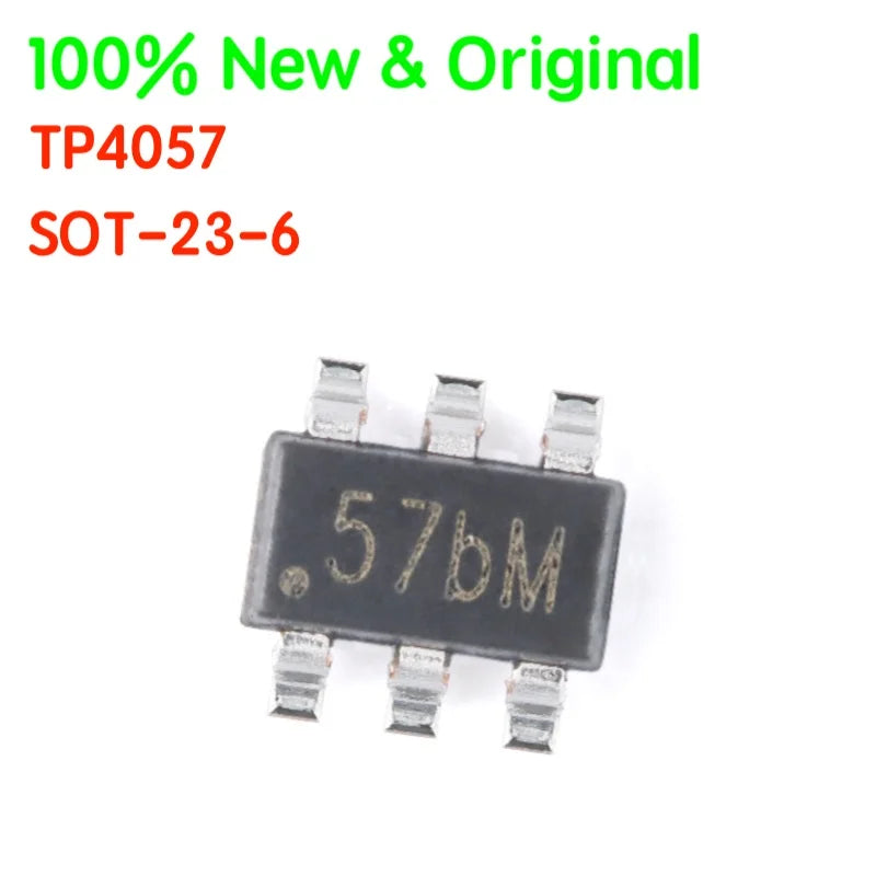 Chip Cargador Batería Litio-ion Lineal TP4057 (SOT-23-6, 500mA) (Nuevo Original, 10 Unidades)