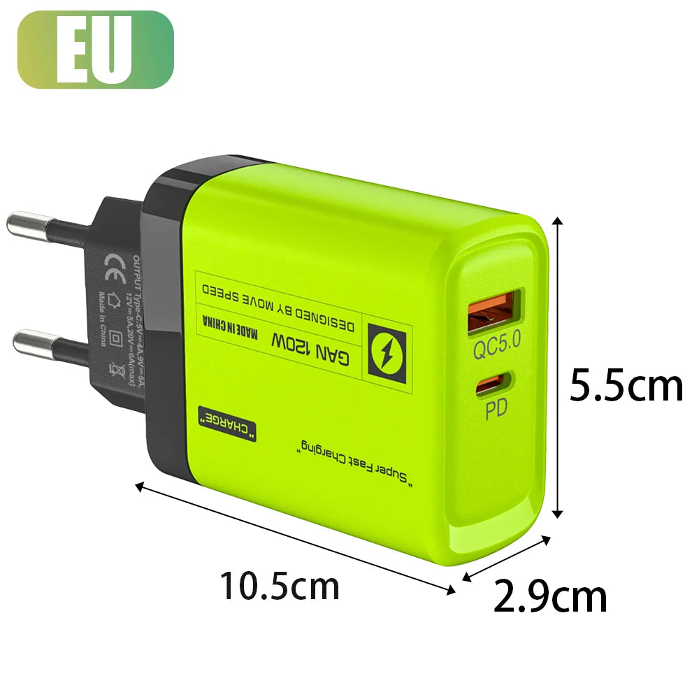 Cargador USB Doble Puerto (USB-C PD + USB-A QC 3.0) Carga Rápida para iPhone 14/15, Samsung, Xiaomi, Huawei