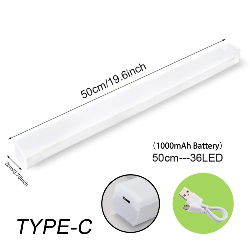 Luz Nocturna LED Inalámbrica con Sensor Movimiento (Recargable Tipo C) para Gabinete/Armario/Escalera/Cocina