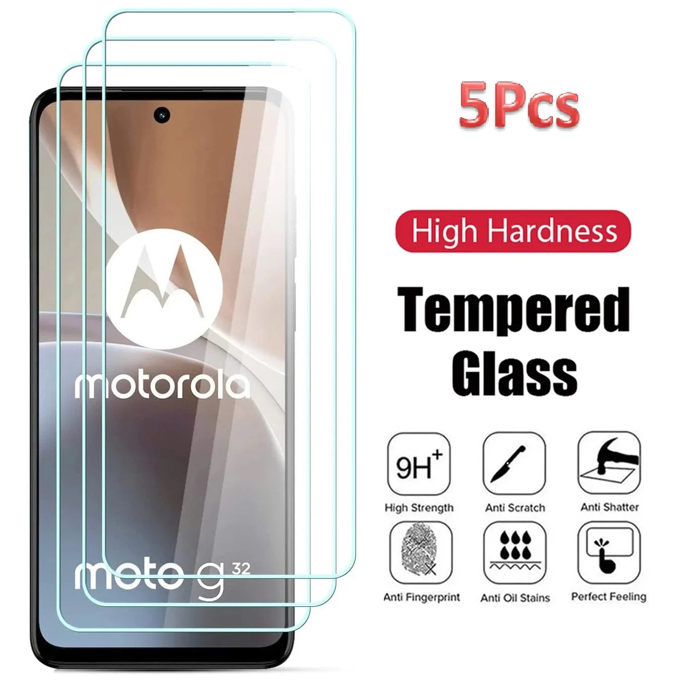 Protector Pantalla Cristal Templado para Moto G84/G54 5G / G14 4G (5 Unidades)