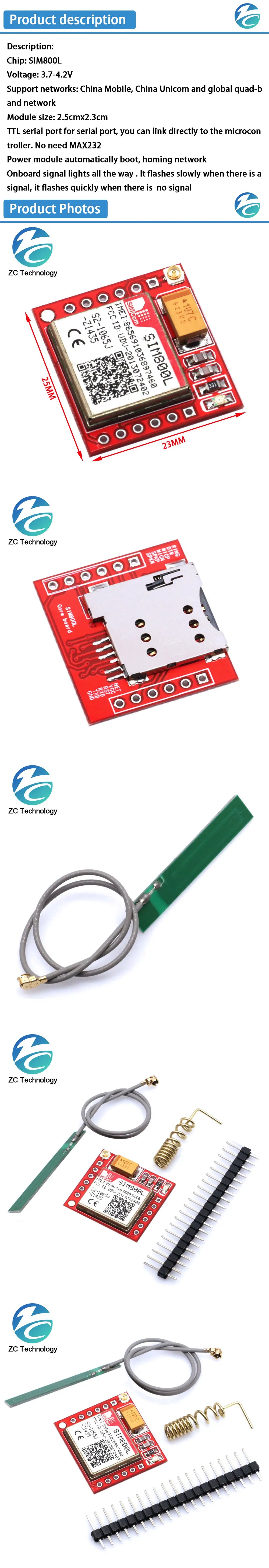 Módulo GSM/GPRS SIM800L Core (Quad-Band, Serial TTL) con Interfaz IPX, Antena PCB y Ranura Micro SIM para Arduino