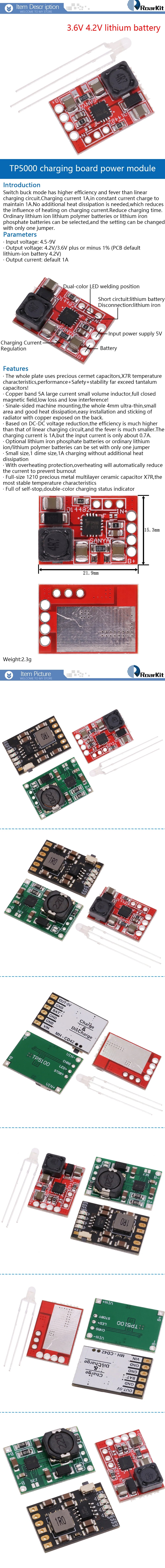TP5000 4.2V/3.6V/8.4V 1A/2A Lithium Ion 18650 Battery Charging Board Charger Module CD42 TP5100 Lithium Iron Phosphate Battery