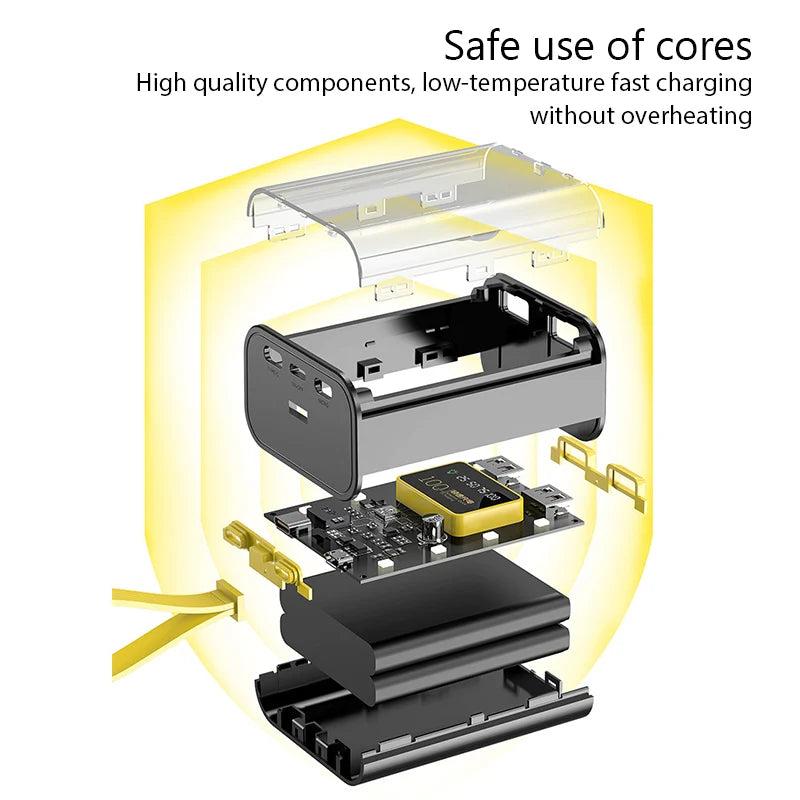 Caja Power Bank DIY (3x18650) con Luz Nocturna y Doble USB Carga para iPhone/Xiaomi (Soporte Batería 18650)