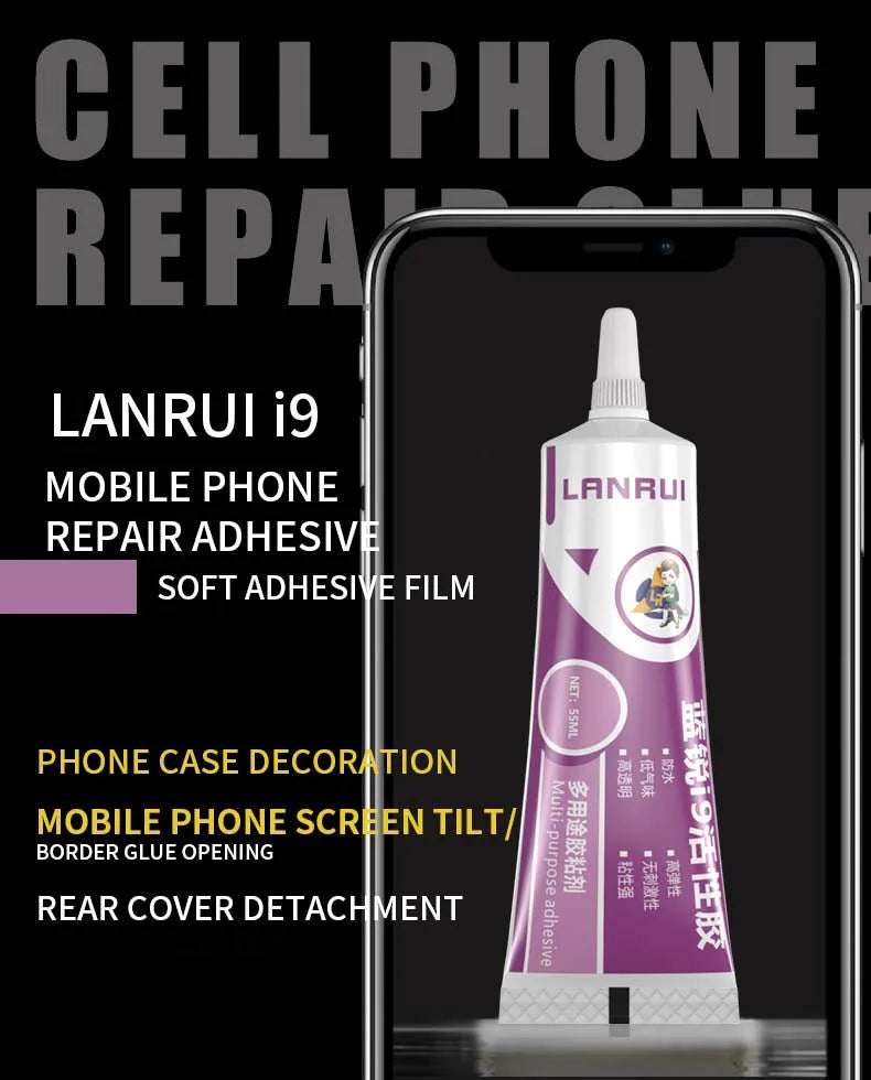 Pegamento Activo Universal LANRUI I9 para Marco/Tapa Trasera Pantalla LCD Móvil/Notebook (Reparación Despegado, Sellador Impermeable)