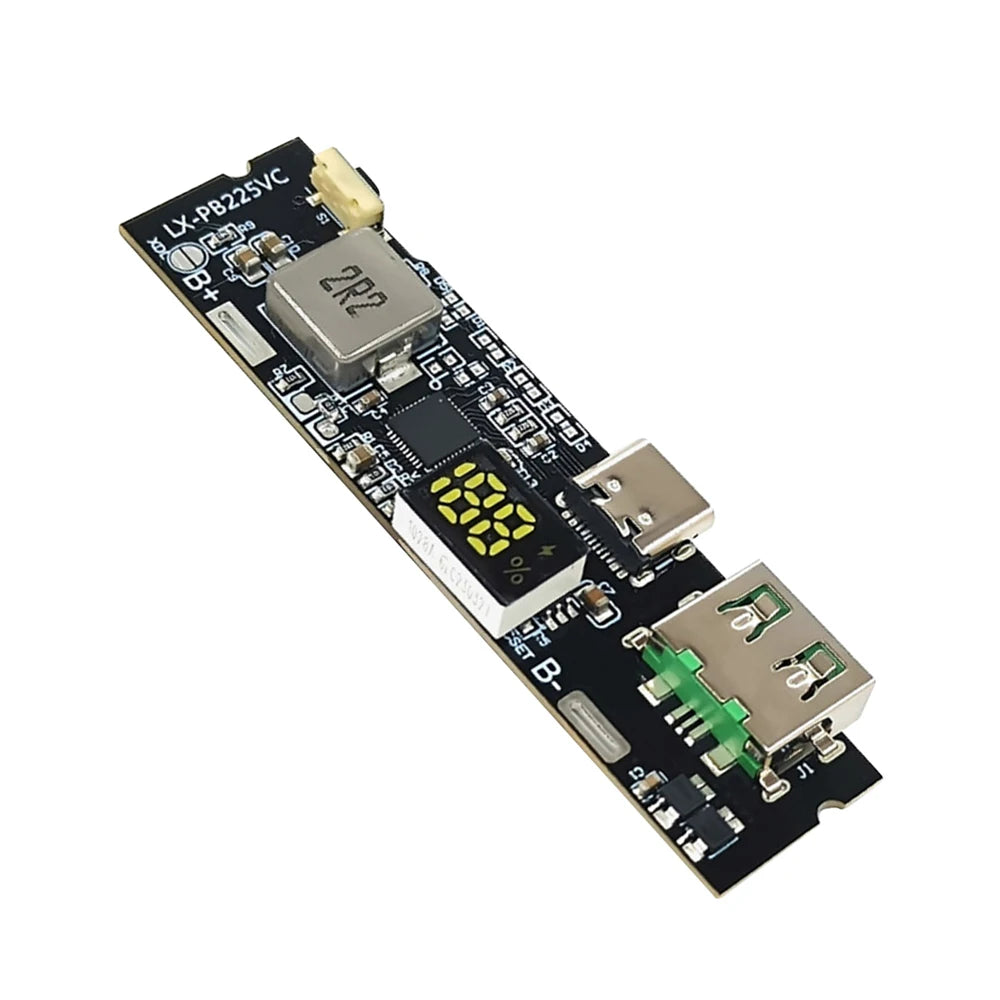 Módulo Power Bank Carga Rápida Bidireccional 22.5W DIY con Display Digital (USB/Tipo-C, Soporta VOOC)
