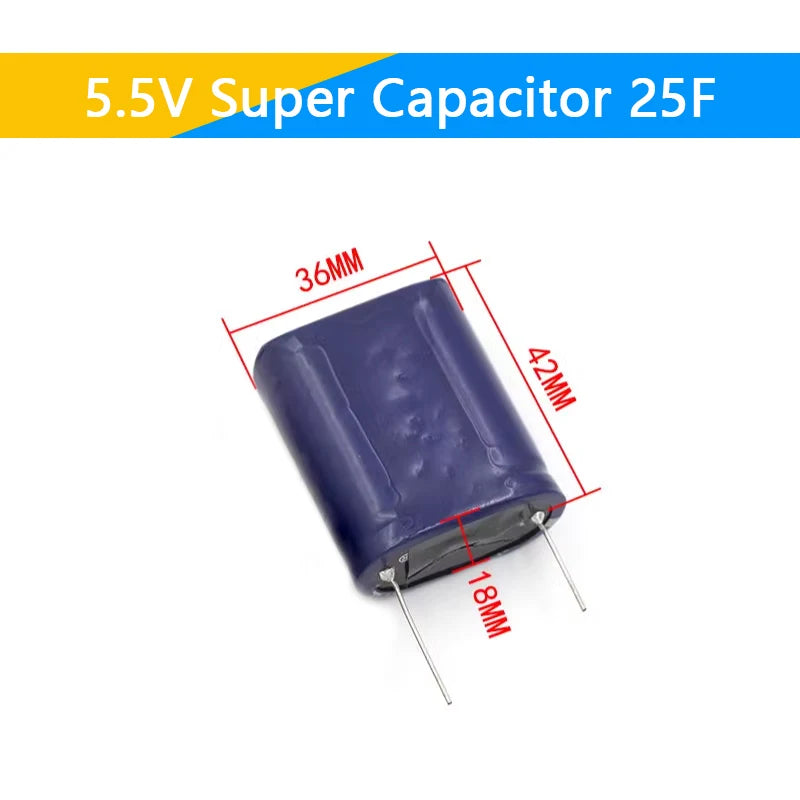 Supercapacitor Farad Tipo Combinación (0.22F-50F, 5.5V) - Unidad (Especificar Valor)