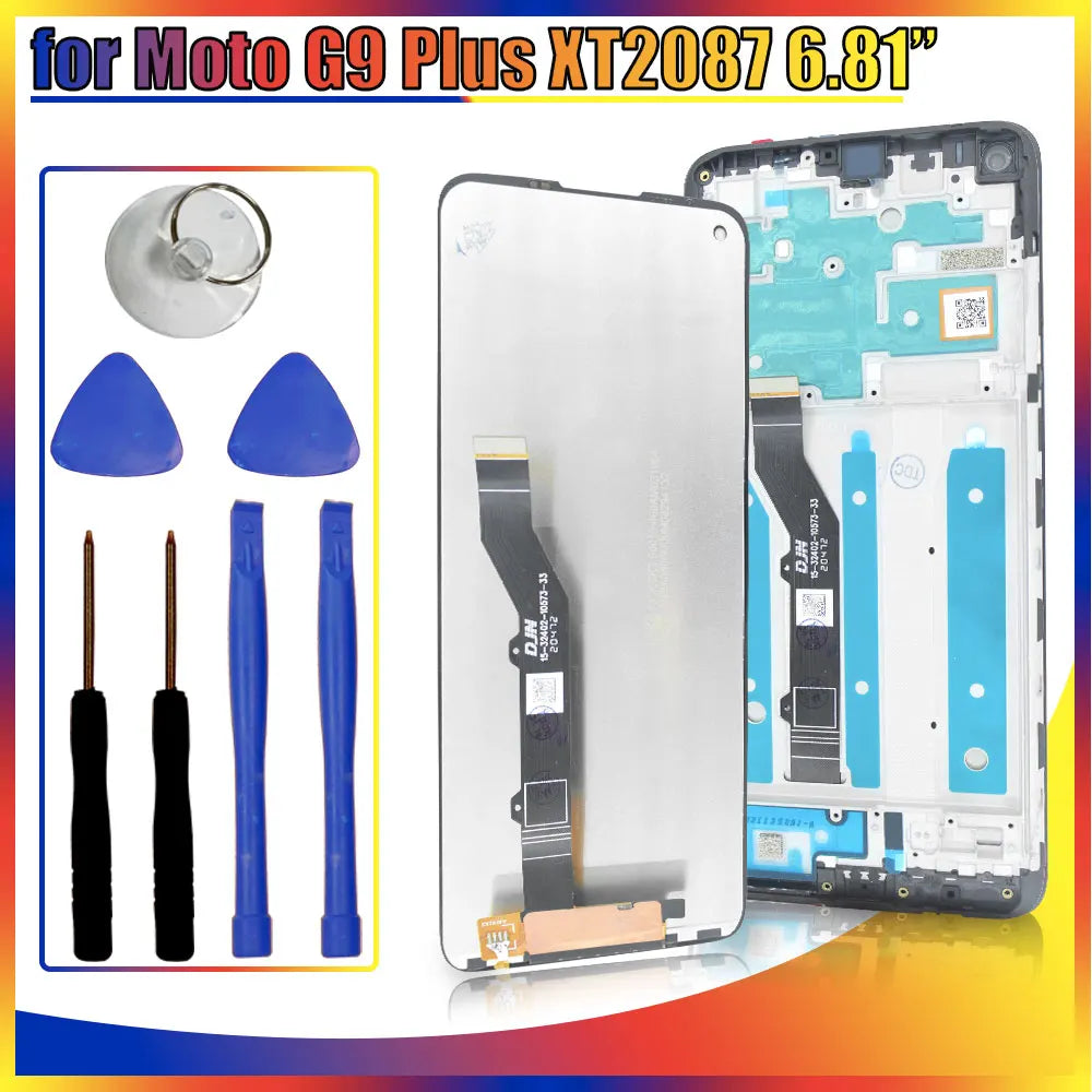 New LCD for Motorola Moto G9 Plus XT2087-1 LCD Display Touch Screen Assembly Replacement for Moto G9 Plus XT2087 LCD With Frame