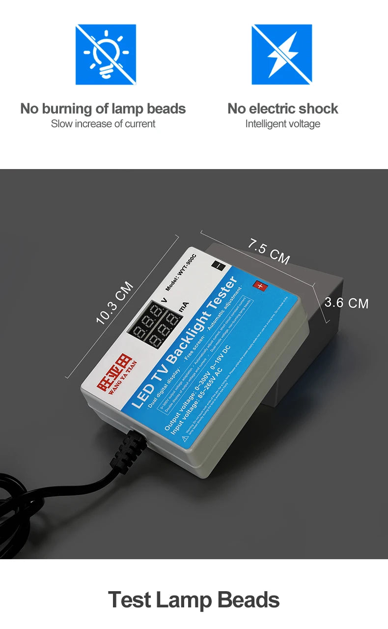 Tester Backlight LED TV (0-300V) con Display Voltaje/Corriente + Set Palancas Desarme