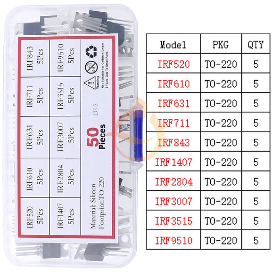 Kit Surtido Mixto Transistores/Componentes SMD(SOT-23) y THT(TO-92/126/220) - DIY Set