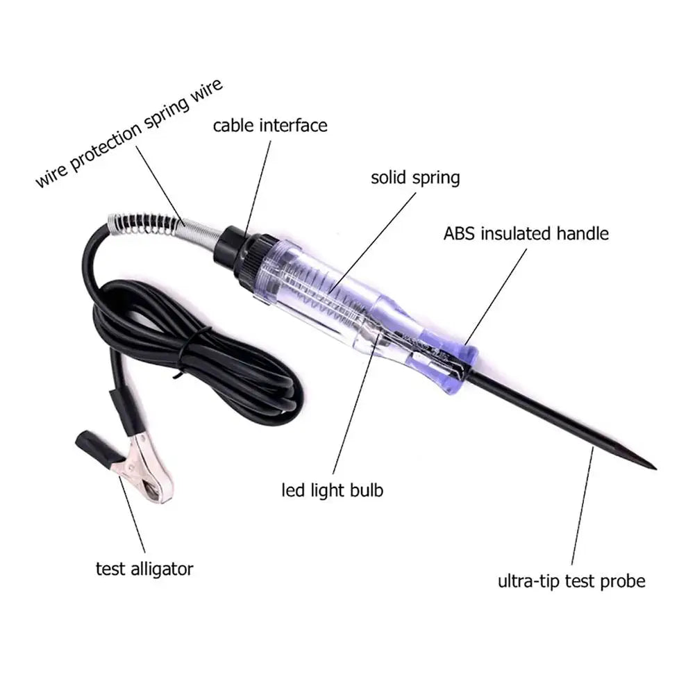 Tester Circuito Voltaje Automotriz (6V/12V/24V) - Pluma Prueba Digital DC Larga con Luz y Display