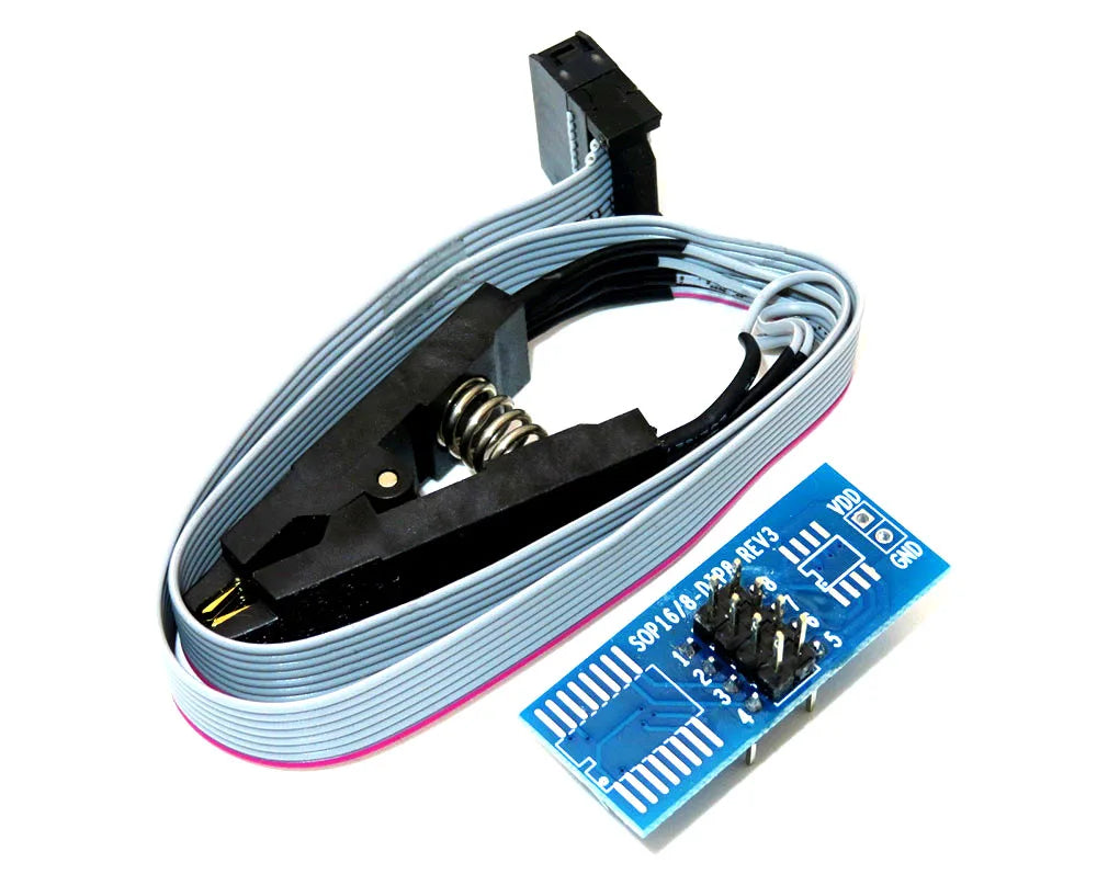Kit Programador USB CH341A 24/25 Series EEPROM Flash BIOS + Clip Test SOIC8/SOP8 + Adaptador 1.8V + Adaptador SOIC8