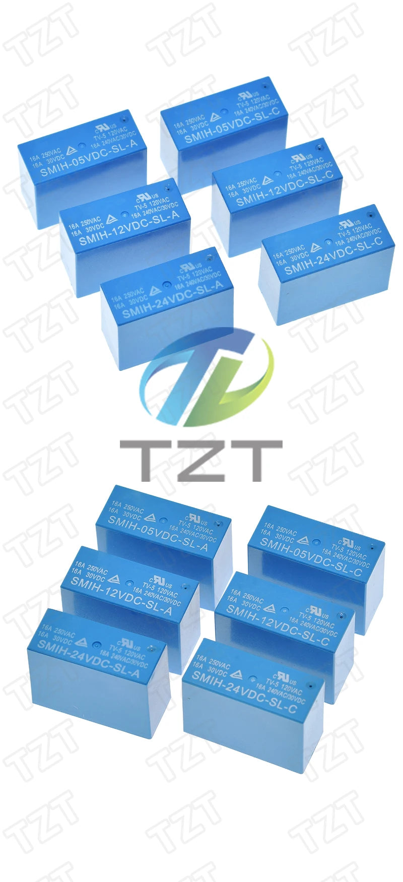 Relé Potencia SMIH 6/8-Pin 16A 250V - Bobina (5V/12V/24V DC) Contacto SL-A/SL-C - Lote 1 Pieza