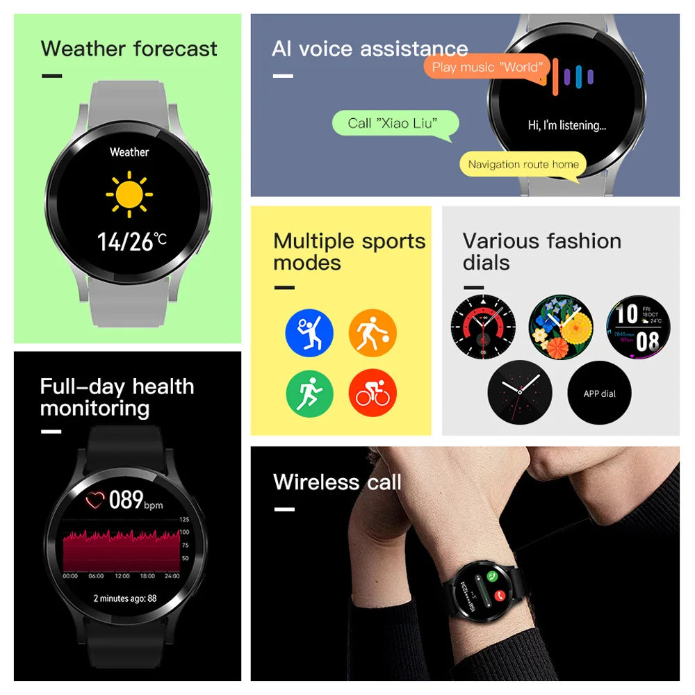 Smartwatch 2024 6 Pro (1.32", 160x160) Llamada Bluetooth, Diales Personalizados, Monitor Salud/Deporte para Hombre/Mujer