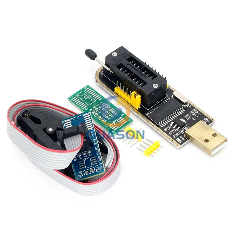 Kit Programador USB CH341 24/25 Series EEPROM Flash BIOS + Clip Test SOIC8/SOP8