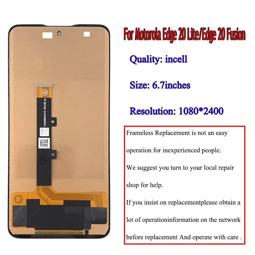 6.7" incell For Motorola Moto Edge 20 Lite LCD XT2139-1 Display Touch Screen Digitizer For Moto Edge 20 Fusion LCD Repair Parts