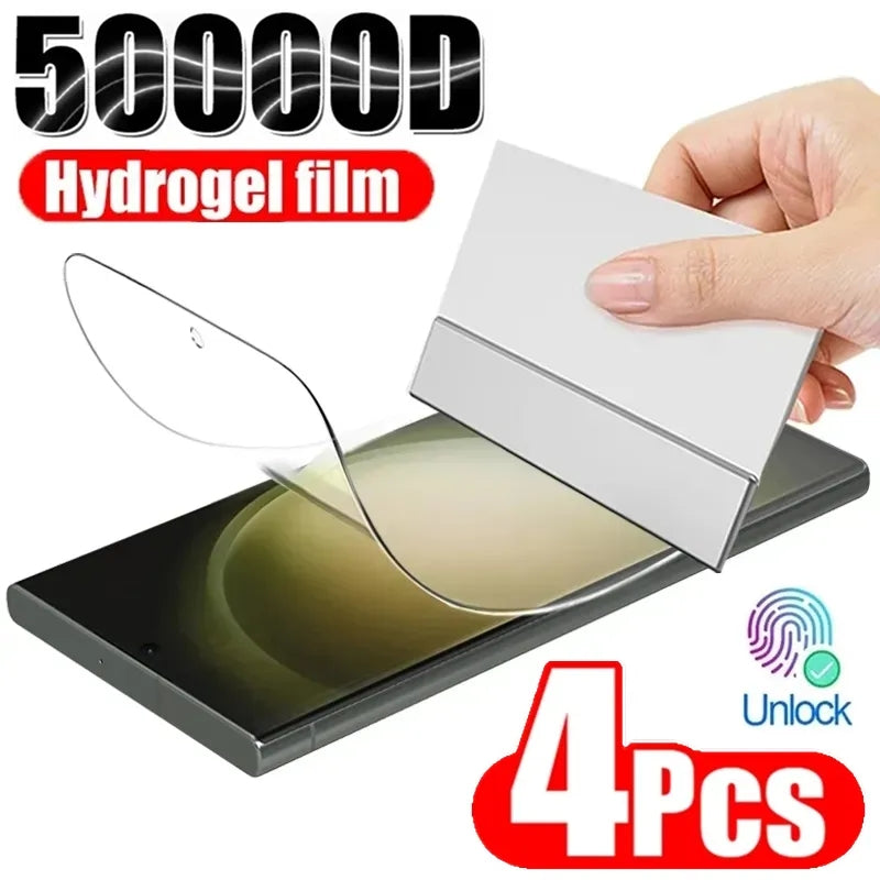 Film Hidrogel Cobertura Completa para Samsung S8-S10 Plus/S10E/S20 FE/S21-S24 Ultra/Note 10+/Note 20 Ultra (4 Unidades)
