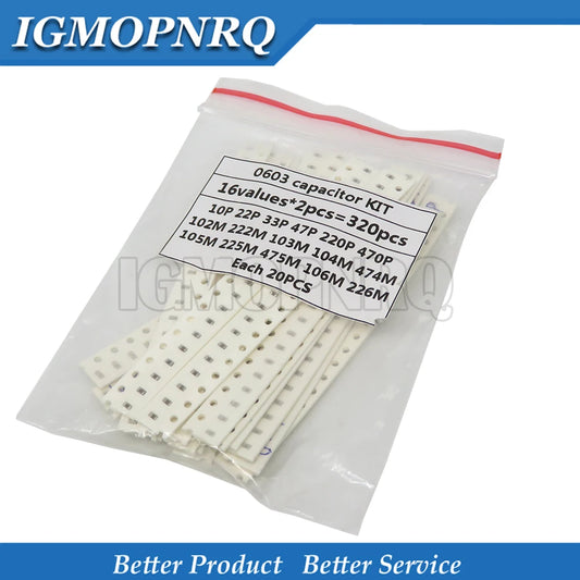 Kit Capacitores SMD Cerámicos 0603/0805/1206 - 1pF a 10uF (320/720/2500 Piezas)