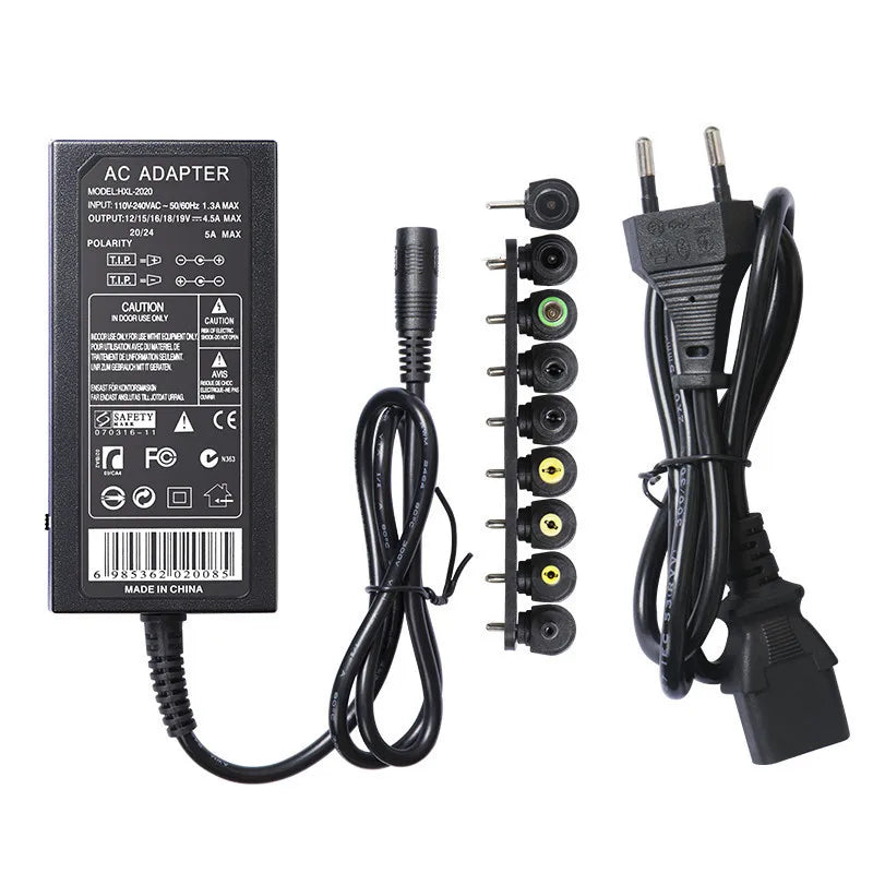 Adaptador Fuente Alimentación Universal Ajustable 12-24V 4.5A para Luces LED/Laptop/Producto Electrónico