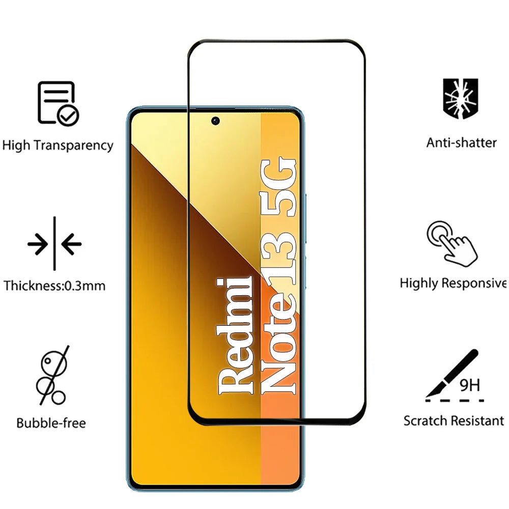 Protective Glass For Redmi Note 14 13 Pro 5G Screen Protectors Redmi Note13 12 11 10 Pro Tempered Glass & Lens Film Nota 12 Pro Plus Pelicula Cristal Templado For Redmi Note 14 Anti-Scratch Phone Front Film