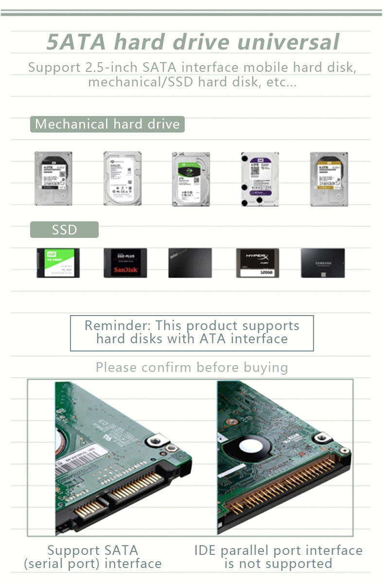 Carcasa Externa UTHAI T46 USB 3.0 SATA (5Gbps, UASP) para Disco Duro HDD/SSD 2.5" Cinta para PC/Notebook
