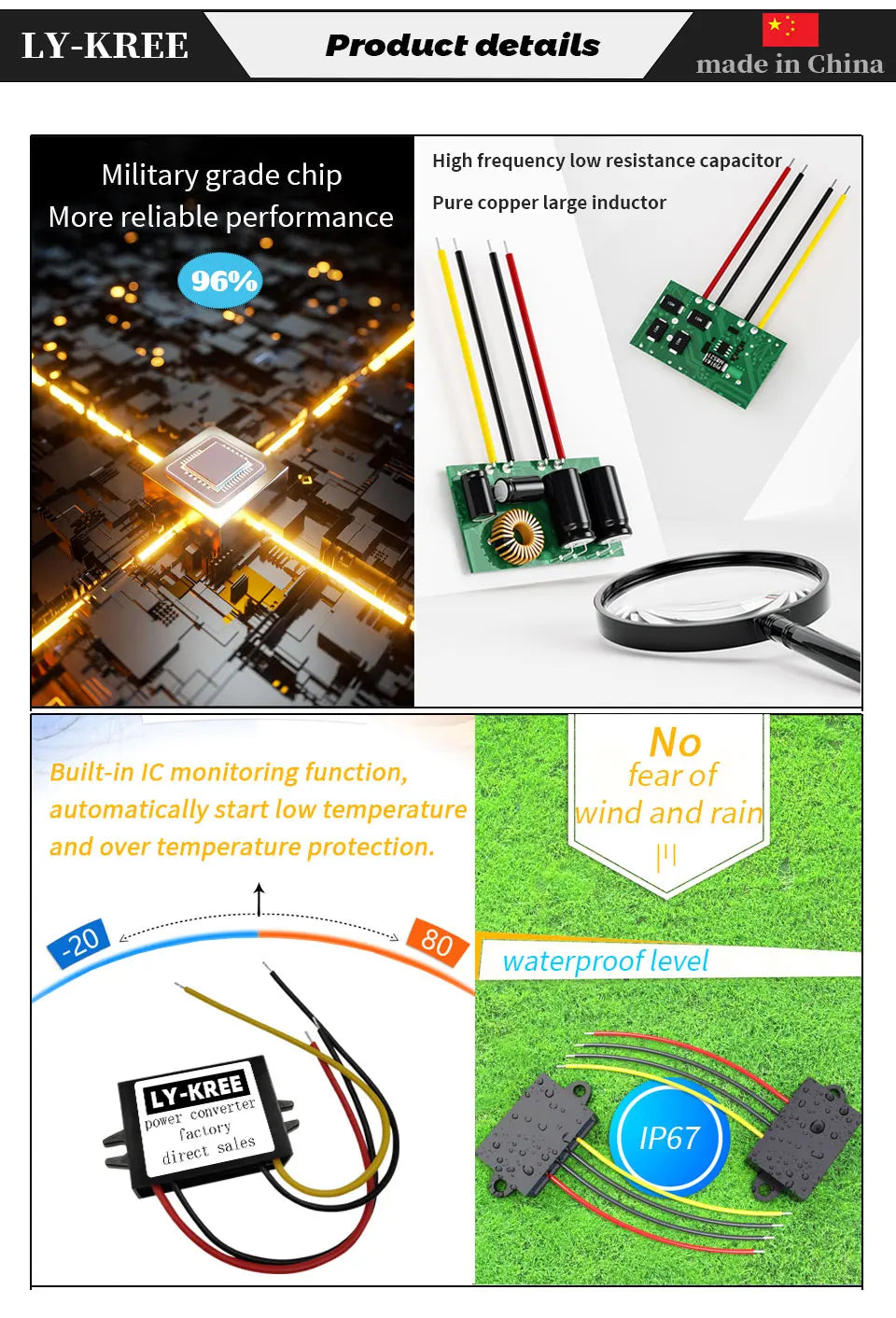 Convertidor Buck DC-DC 12V/24V a 6V 1A/3A/5A/10A Step-Down Módulo Transformador LY-KREE