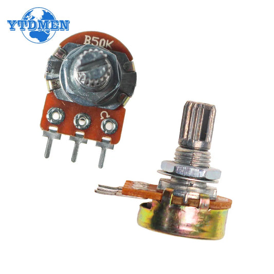 10pcs/lot WH148 Linear Potentiometer 15mm 3pin with Nuts and Washers WH148 B1K B2K B5K B10K B20K B50K B100K B250K B500K B1M