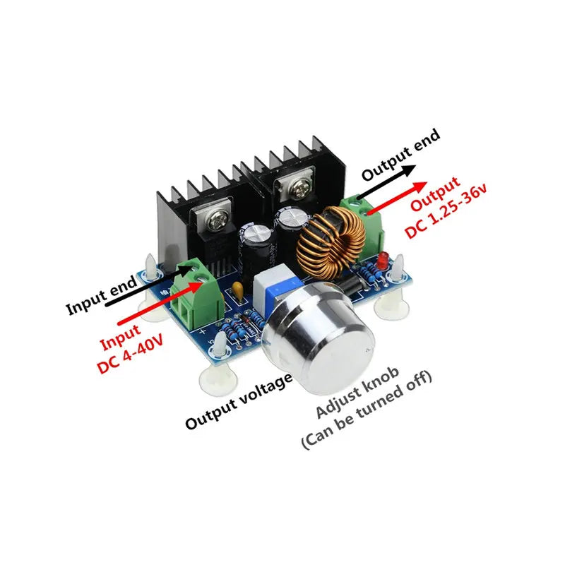Módulo Convertidor Buck XH-M401 XL4016E1 PWM Ajustable DC 4-40V a 1.25-36V 8A 200W Step-Down