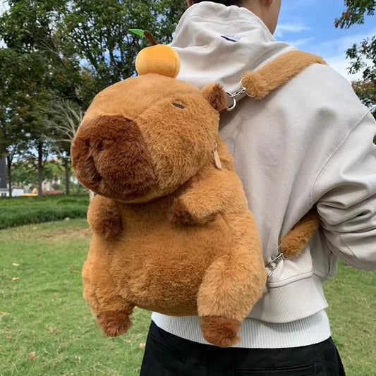 Mochila Peluche Capibara Kawaii Bolso Hombro/Mini Morral Muñeco Peludo Regalo