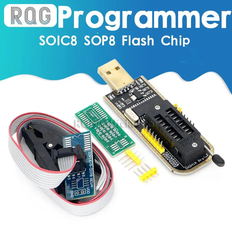 Kit Programador USB CH341A 24/25 Series EEPROM Flash BIOS + Clip Test SOIC8/SOP8