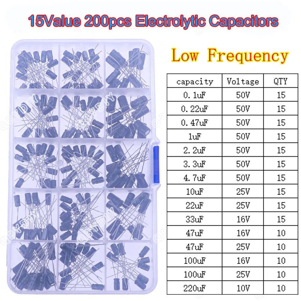 Kit Surtido Capacitores Electrolíticos DIP/SMD (0.1uF-1500uF, 16V-400V)