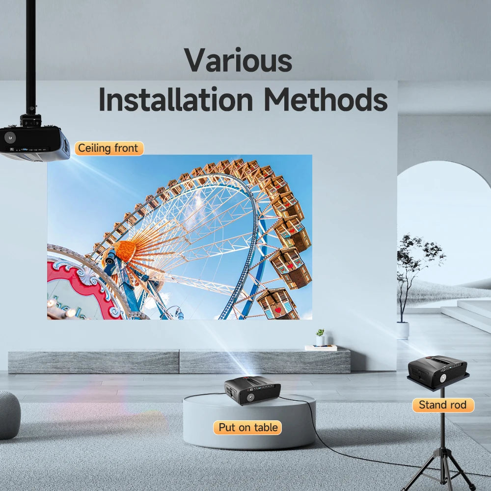 Proyector LED 4K Full HD Android Auto Focus WiFi Bluetooth 1480 ANSI Lumen Home Theater (Incluye Pantalla)
