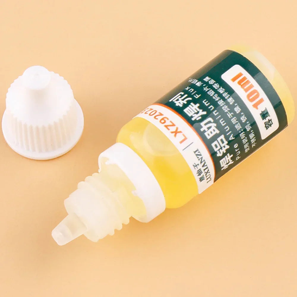 Flux Soldadura Líquido 10ml para Aluminio/Metal/Electrónica/Cobre (Sin Limpieza Agua, Soldadura Batería 18650)