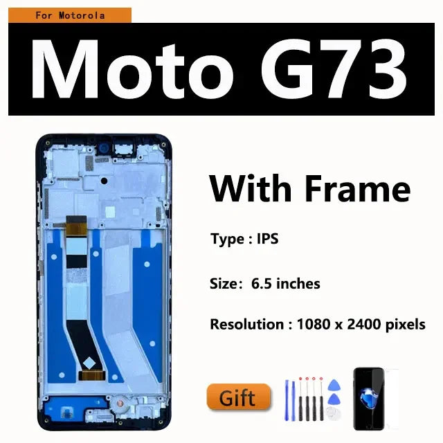 6.5" OEM LCD For Motorola Moto G13 G23 G53 G73 E13 XT2335-2 Display Touch Screen Digitizer Replacement With Frame