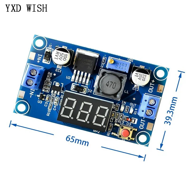 Módulo Convertidor Buck LM2596 DC-DC 4.0-40V a 1.25-37V 2A Ajustable Step-Down con Voltímetro LED