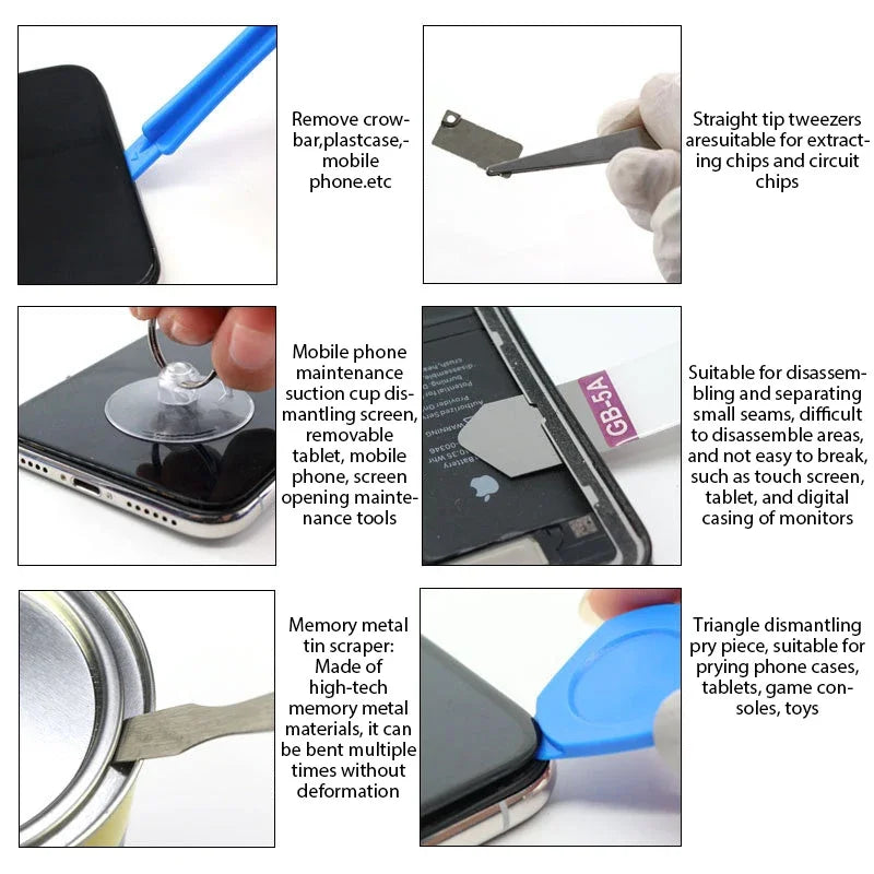 Kit Herramientas Reparación Desmontaje Teléfono Móvil 22 en 1 para iPhone (Set Destornilladores Multifunción Antideslizante)