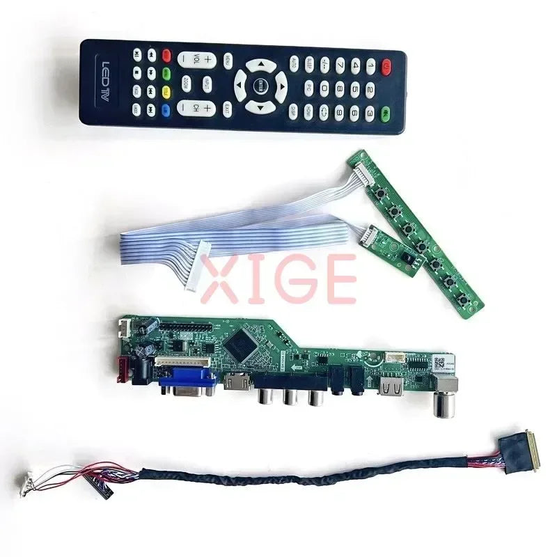 Kit Placa Controladora LVDS para Panel 15.6" B156XW02 V0-V7 (1366x768) 40pin TV Analógica HDMI/VGA/AV/USB DIY