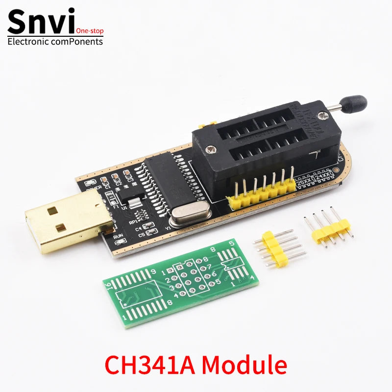 Kit Programador USB CH341A 24/25 Series EEPROM Flash BIOS + Clip Test SOIC8/SOP8